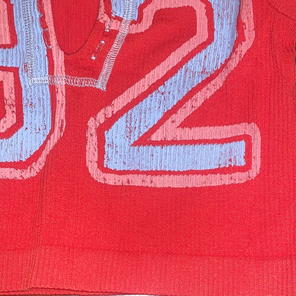 Urban Outfitters Red Crop Top with Blue Trim & #92 - Picture 4 of 9